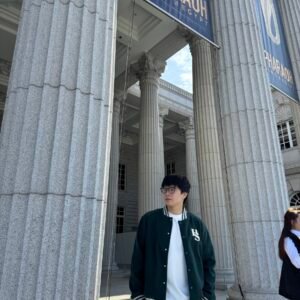 【美式復古風 HS 字母刺繡棒球外套⚾️ - 墨綠