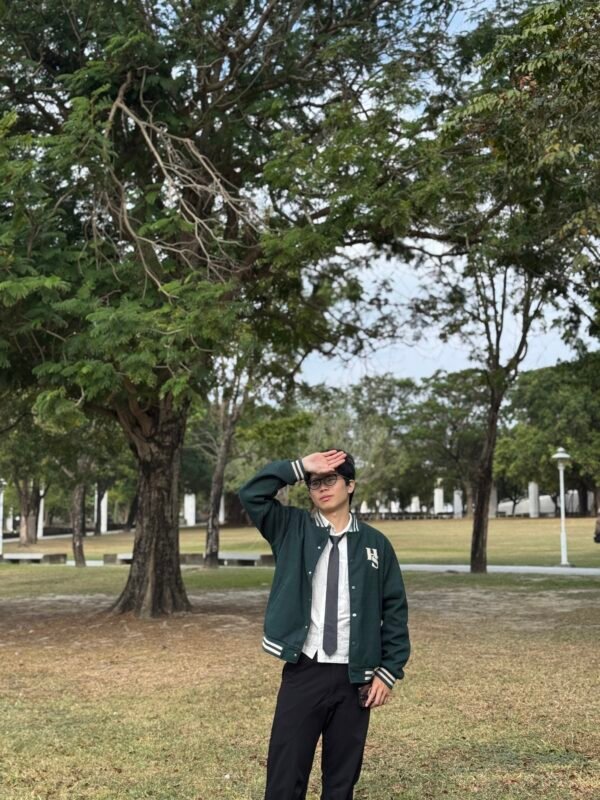 🔖 預購中【美式復古風 HS 字母刺繡棒球外套⚾️ - 墨綠